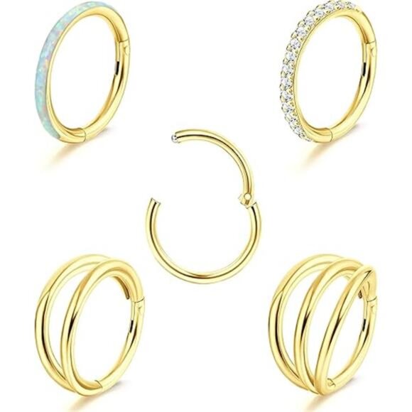 5PCS Surgical Steel Nose Rings - Hinged Hoops for Septum, Daith, Cartilage - Picture 7 of 7